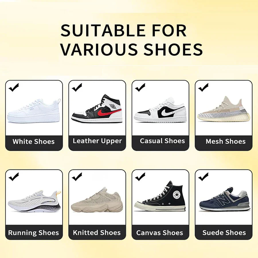 Sneaker Shoe Cleaner Kit — 5.3oz Water-Free Foam with Brush & Cloth, Cleans White Shoes, Suede, Boots