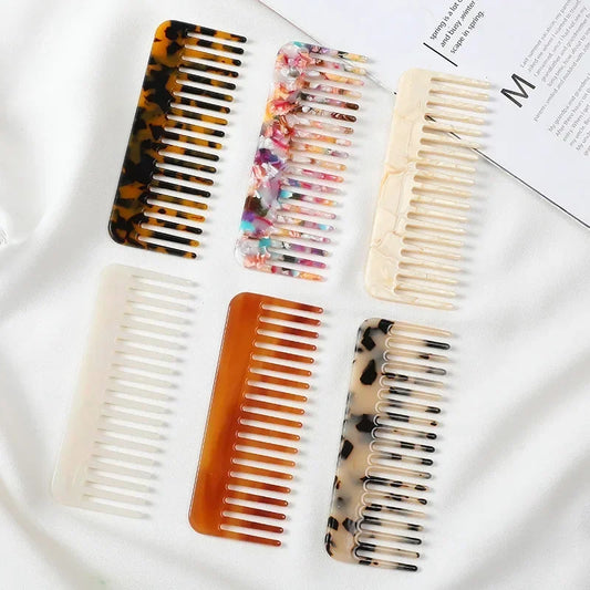 Korean Fashion Hair Comb – Wide Teeth Acetate Anti-Static Hairbrush, Colorful Massage Hair Styling Tool