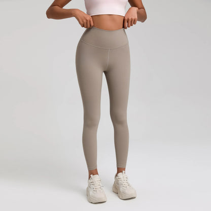 Women's High Waist Yoga Leggings - Solid Color 25" Soft Stretch Gym Training Pants Plus Size Athletic Sportswear