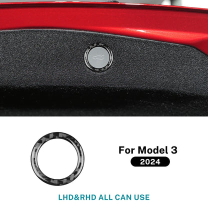 Soft Carbon Fiber Sticker — Interior Trim for Tesla Model 3 Highland 2024 & Model Y 2025, Car Trunk Switch Button Accessory