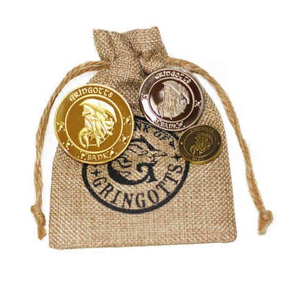 Harry Potter Gringotts Commemorative Coin Badge – Gold Galleon Money Bag Collectible, Birthday Gift