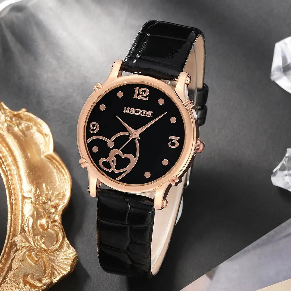 Women’s Fashion Leather Belt Watch Set – Butterfly Wallet, Glasses, and Quartz Wristwatch Dress Clock Montre Femme