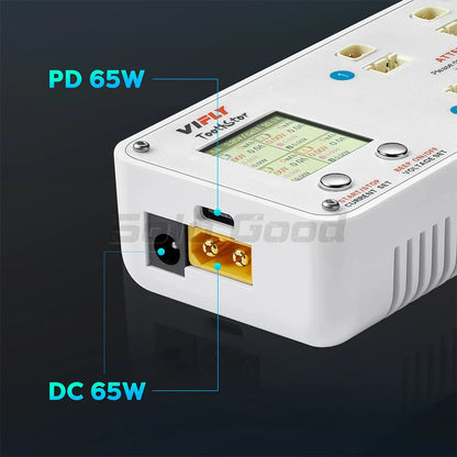 VIFLY ToothStor 4-Port 2S Balance Charger – LCD Display with Storage Mode for LiHV/LiPo RC FPV Racing Drone Batteries