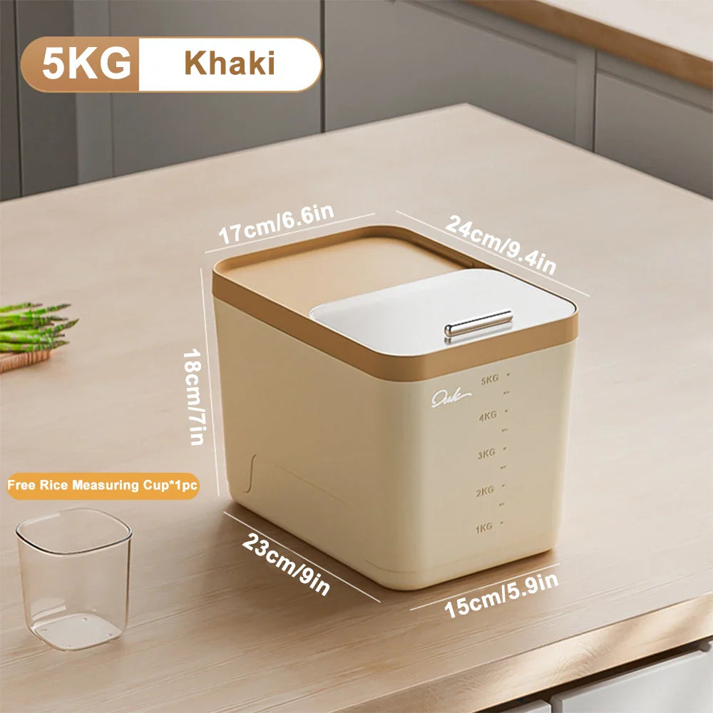 10KG Rice Storage Container & Pet Food Box - Sealed Cereal Dispenser with Buckle, Insect-Proof Grain Organizer for Kitchen