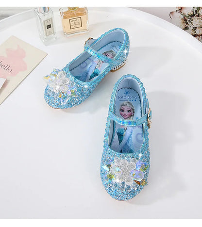 2024 Spring Girls' Crystal Princess Elsa Shoes - Ice and Snow Romance Fashion Sandals for Kids
