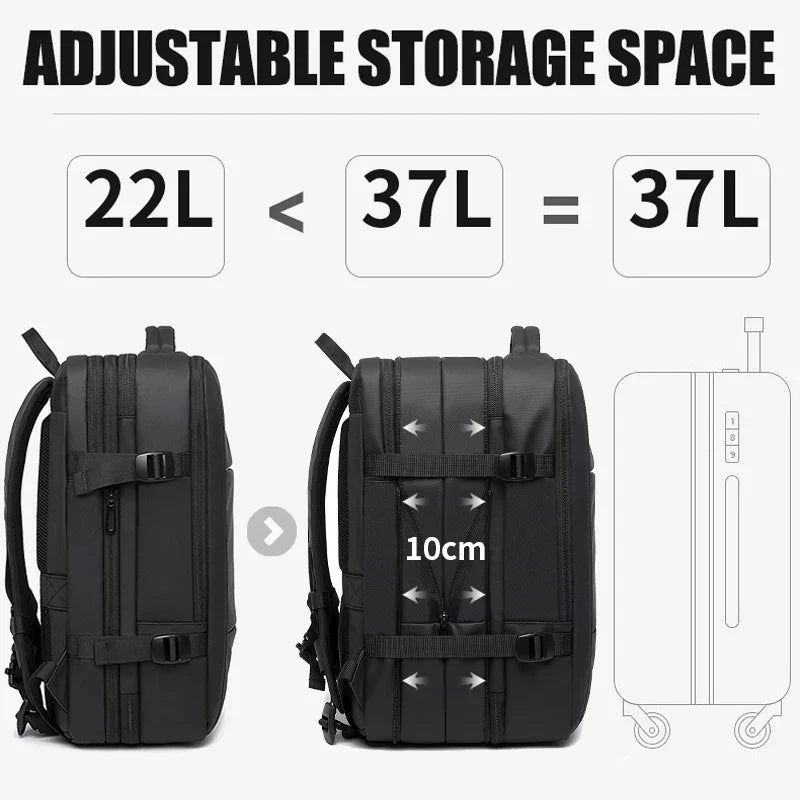 BANGE Expandable Men’s Waterproof Laptop Backpack – 17.3" Large Capacity Hiking & Travel Bag
