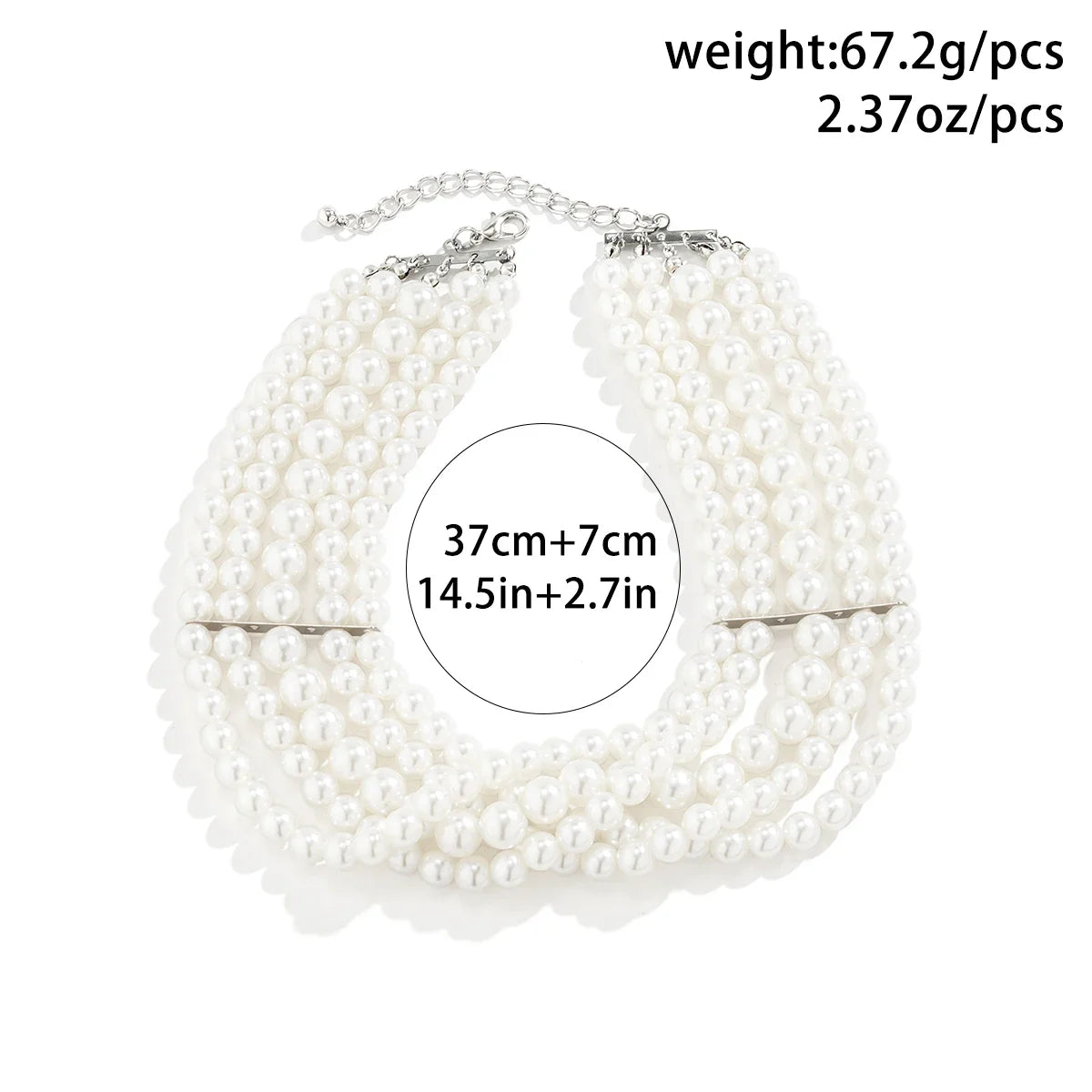 Vintage Imitation Pearl Multi-Layer Necklace – Elegant Oval Beads Choker Collar for Women, Chain Jewelry Accessories, Party Gift