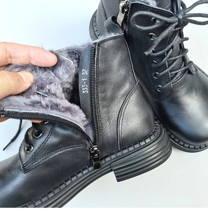 Careaymade 100% Genuine Leather Wide Casual Women’s Short Boots – Big Size, Handmade Men’s Wool Boots