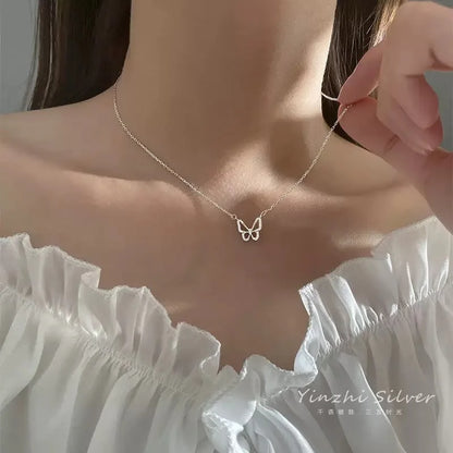 Shiny Butterfly Necklace for Women – Double Layer Clavicle Chain Pendant, Fashion Jewelry Gift