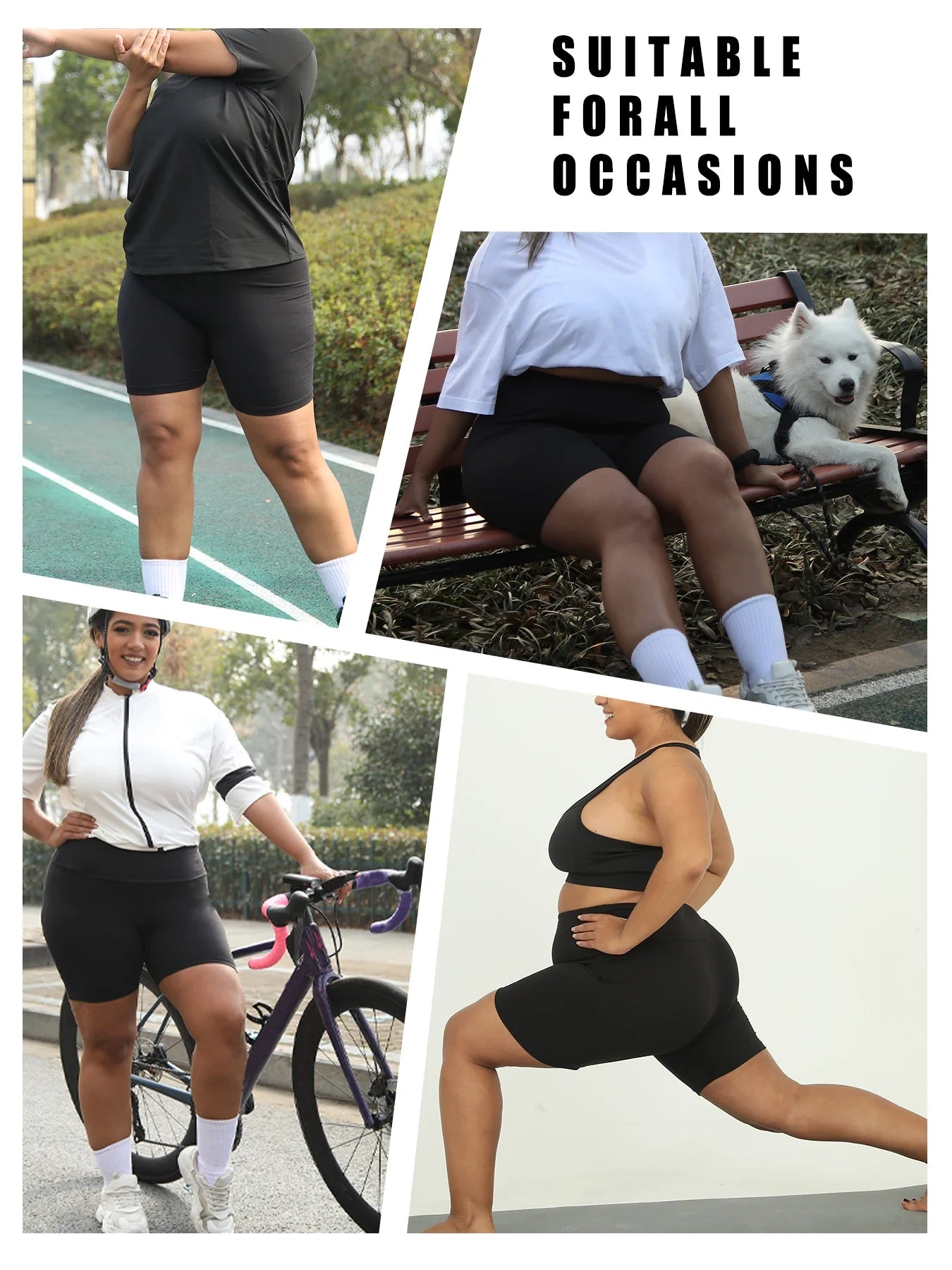 2-Pack Plus Size Women’s Biker Shorts - High-Waisted Soft Workout & Yoga Athletic Shorts
