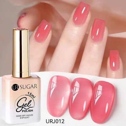 UR SUGAR 15ml Jelly Milky White Gel Polish – Translucent UV Soak Off Nail Art Varnish Semi-Permanent Fashion Nail Color