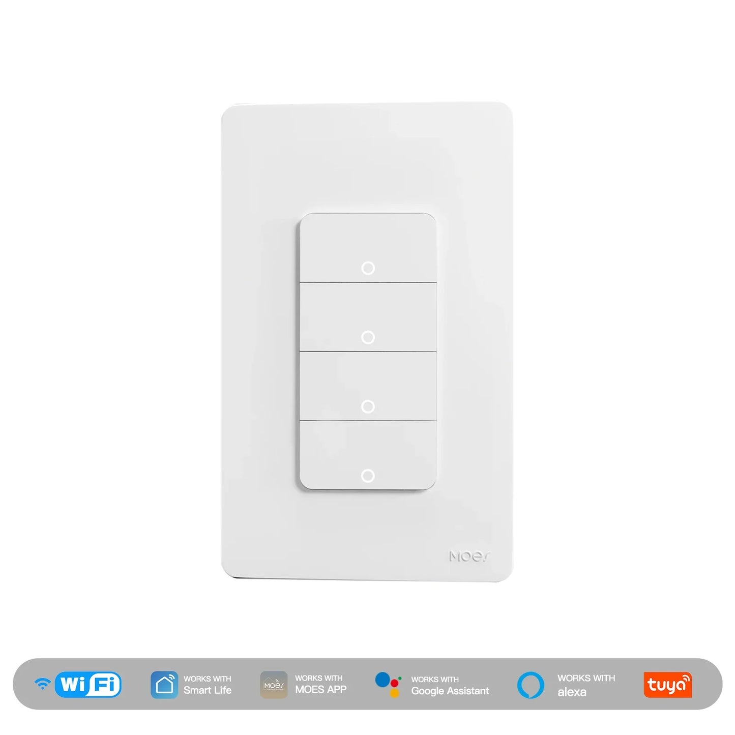 MOES Tuya Wi-Fi Smart Light Switch – US Single Pole Push Button Wall Switch, Alexa & Google Home Compatible, Neutral Wire Required