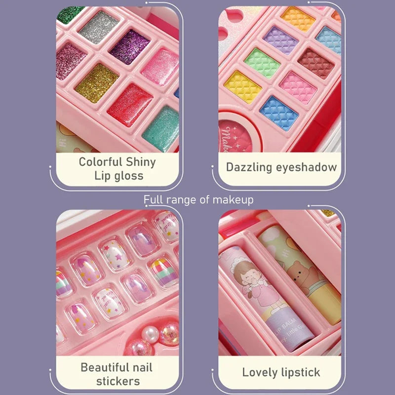 49 Piece Kids Makeup Kit for Little Girls – Washable Real Princess Makeup Set with Cosmetic Case, Birthday Gift Play Set