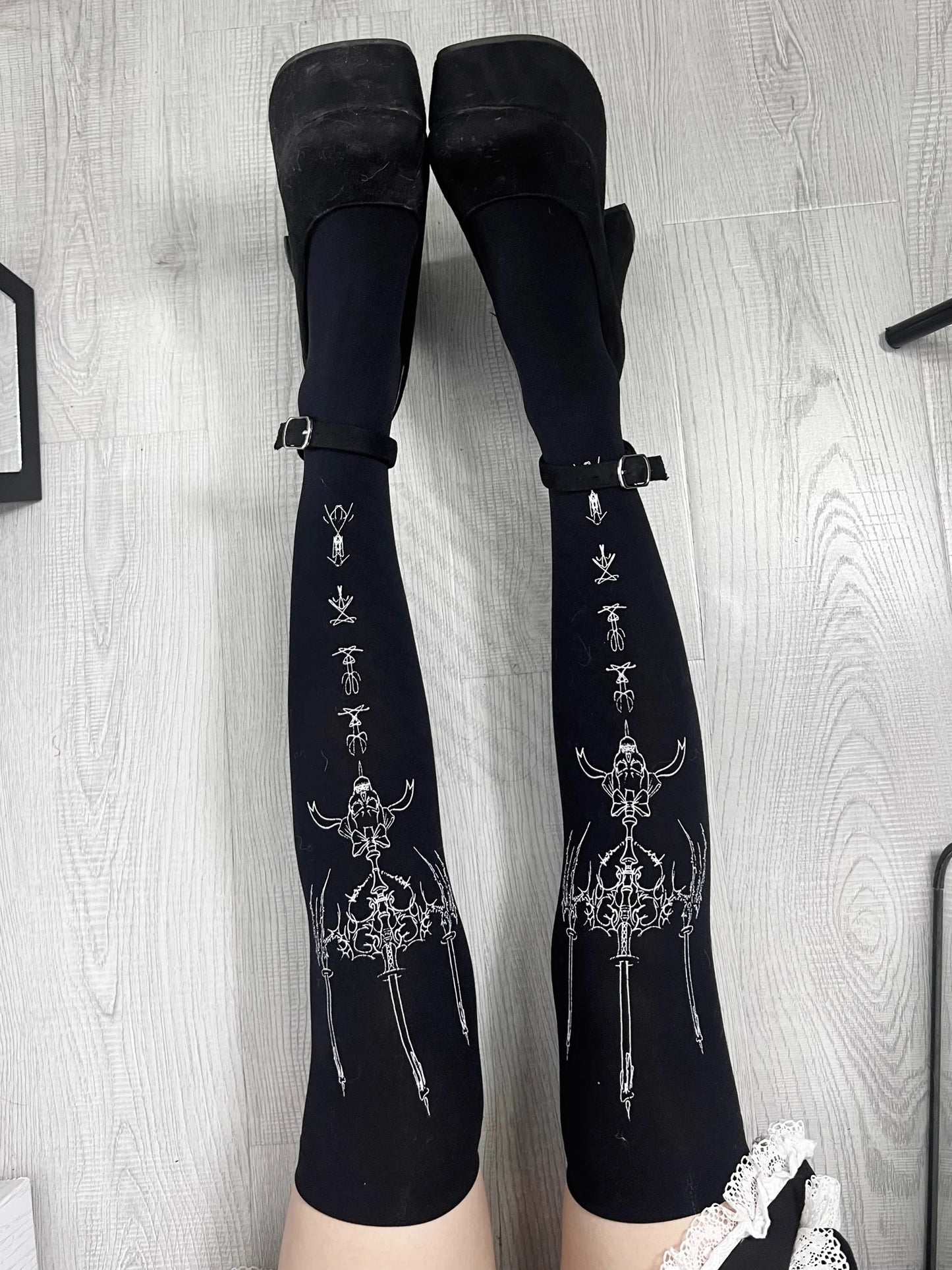 Goth Cross Y2K Over Knee Long Socks for Women - Sexy Nylon Calf Socks and Thigh High Stockings - JK Lolita Cosplay Tights