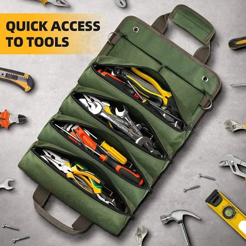 Multi-Purpose Professional Tool Bag – High-Quality Multi-Pocket Roll-Up Hardware Tools Organizer, Portable Small Tool Pouch