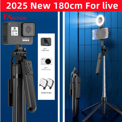 FANGTUOSI 180cm Wireless Selfie Stick Tripod – Phone Holder Stand with Bluetooth Shutter for Smartphones & Cameras