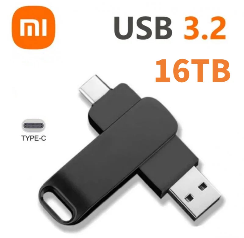 Xiaomi 16TB USB 3.2 Flash Drive — Super High-Speed Metal U Disk, Waterproof Type-C SSD Pen Drive