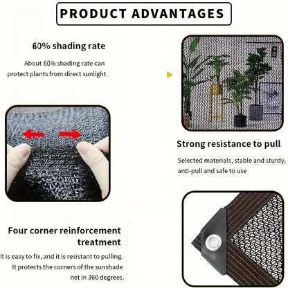 Easy Install Black Sunshade Net – UV Protection Shade Cloth for Balcony, Courtyard, Pool, Awning & Greenhouse Covering