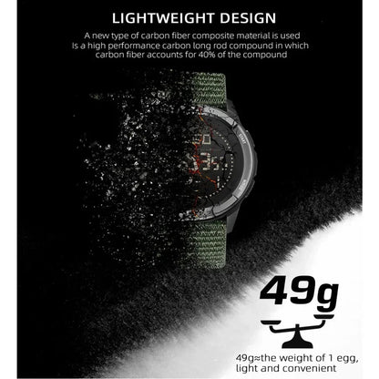NORTH EDGE ALPS 45MM Men's Outdoor Sports Watch Waterproof Compass Metronome Carbon Fiber Case Nylon Strap