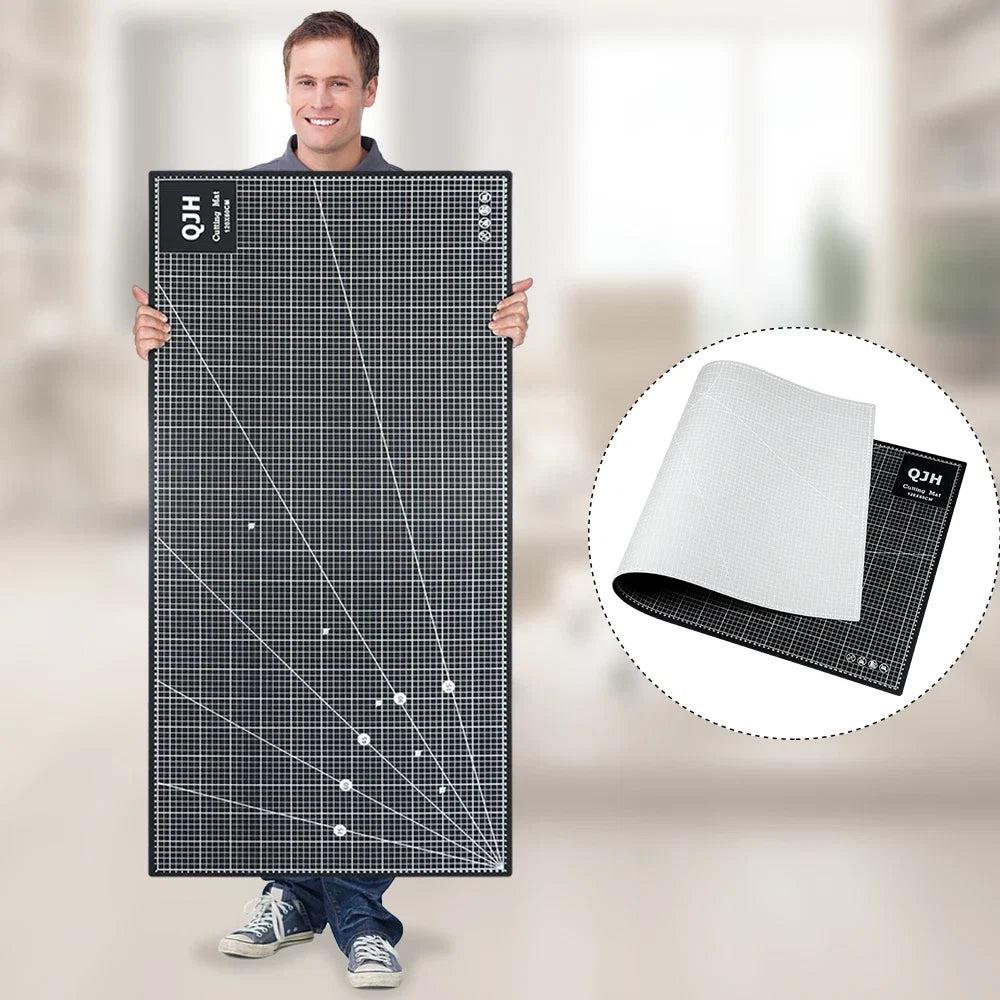 120x60cm PVC Cutting Mat - Double-Sided Gray-Black DIY Craft Board for Leather, Sewing & Desktop Projects