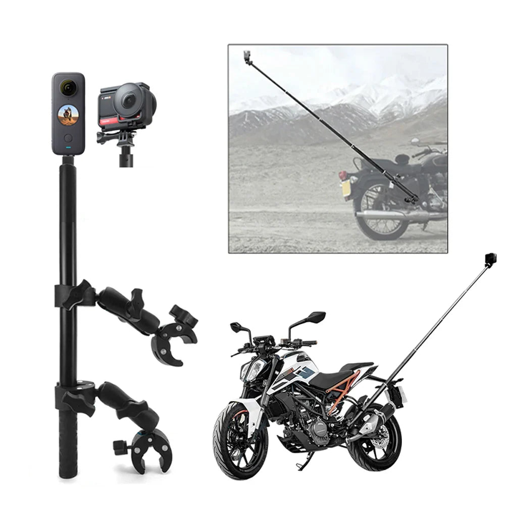 Motorcycle Panoramic Selfie Stick for Insta360 One X2/X3, Monopod Handlebar Mount Bracket, Compatible with GoPro Max Hero 11 Accessories