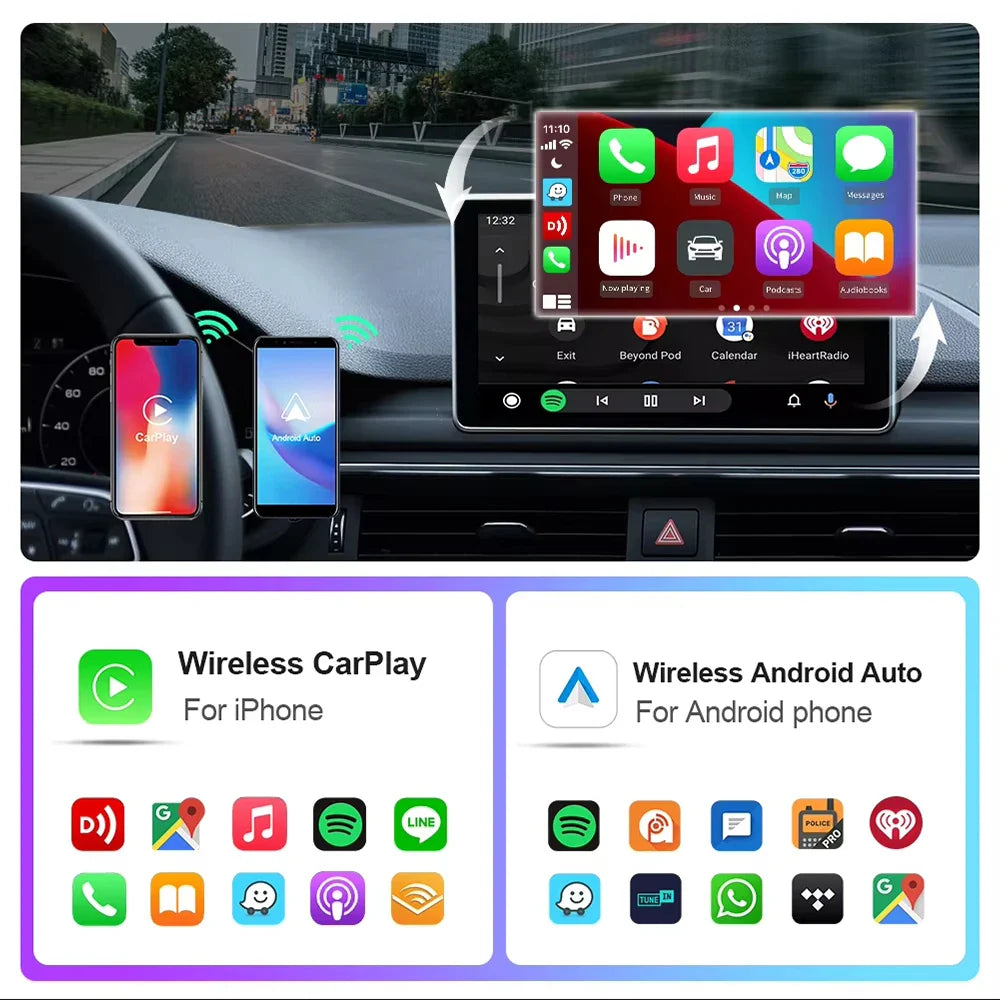 EKIY 2-in-1 Wireless CarPlay & Android Auto Dongle – AI Smart Box for Cars with Wired CarPlay