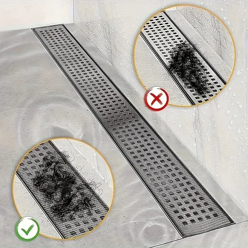 Cuttable Shower Drain Hair Catcher Mesh Sticker – 12cm x 4m Disposable Anti-Clog Filter for Bathroom & Kitchen Sink Drain Protection