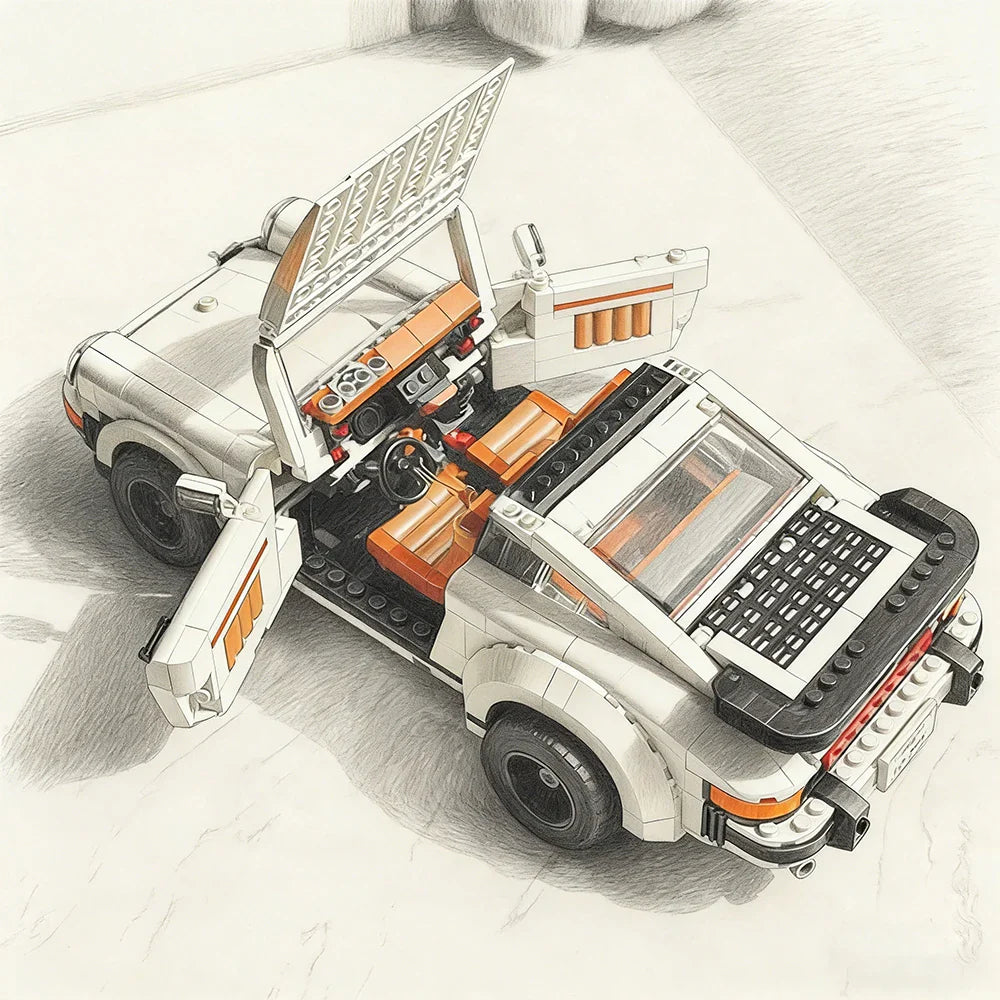 Classic Sports Car 1458PCS Mechanical Building Blocks – Retro Car Model Educational Toy for Kids, Birthday Gift