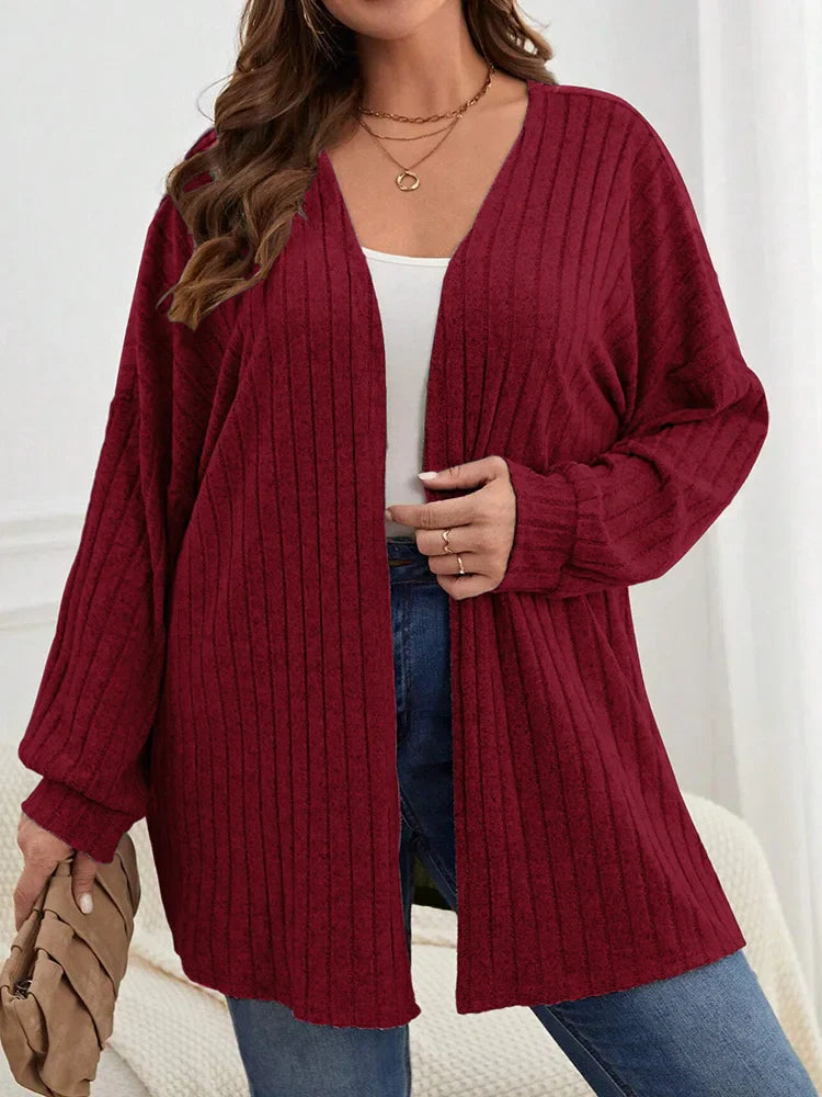 GIBSIE Plus Size Women's Autumn & Winter Solid Color Loose Cardigan – Casual Long-Sleeved Open Front Knitted Coat 2024