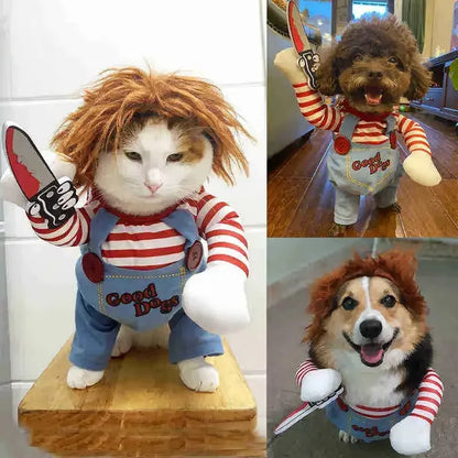 Halloween Dagger Pet Costume - Funny Knife-Holding Dress-Up for Dogs & Cats, Festival Outfit