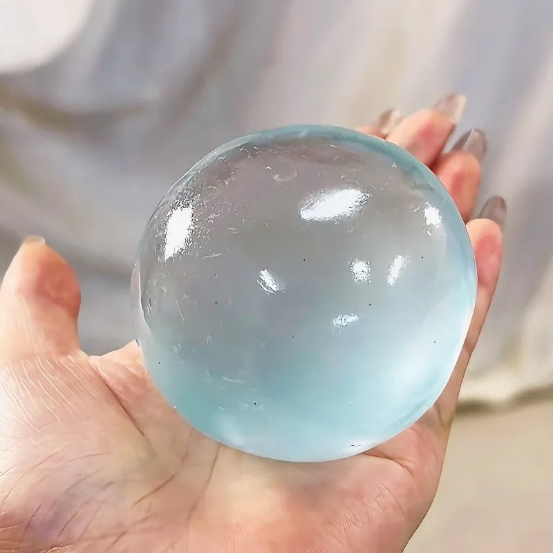 Blue Maltose Squishy Toy – Cute Mochi Anti-Stress Fidget Ball, Soft Transparent Quick-Rebound Decompression Toy