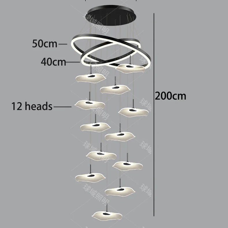 Nordic Stair Chandelier Pendant Light – Modern Ceiling Lighting for Living Room, Bedroom & Dining Room Home Interior Decoration Fixture