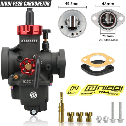 NIBBI PE Flange Carburetor for Motorcycle – 19mm-28mm 2T/4T GY6 Engine 100cc-250cc ATV Yamaha Pitbike Racing