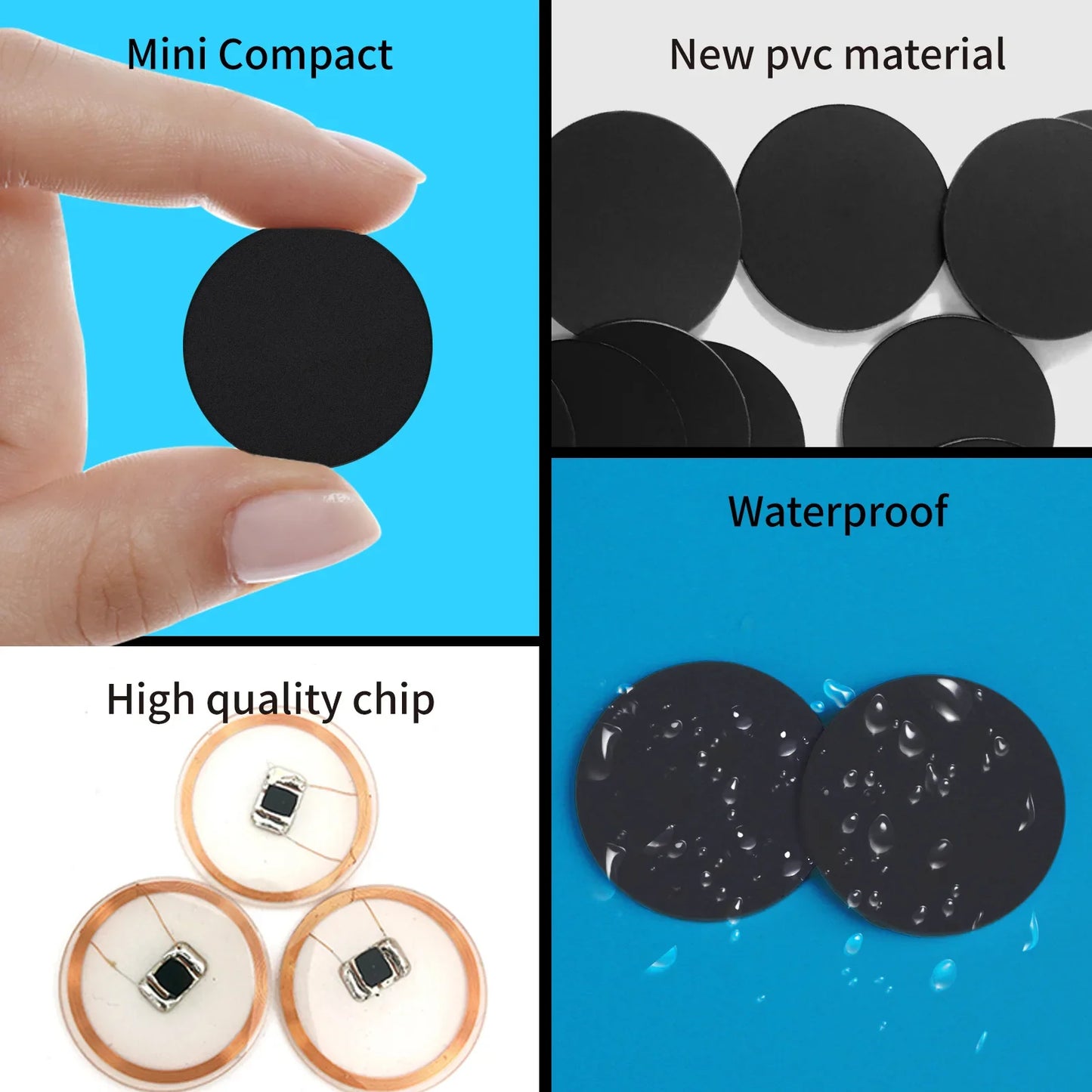 10/50/100PCS RFID NFC NTAG215 Black Sticker Tags – 13.56MHz Adhesive Labels 25MM 504Bytes for Personal Automation