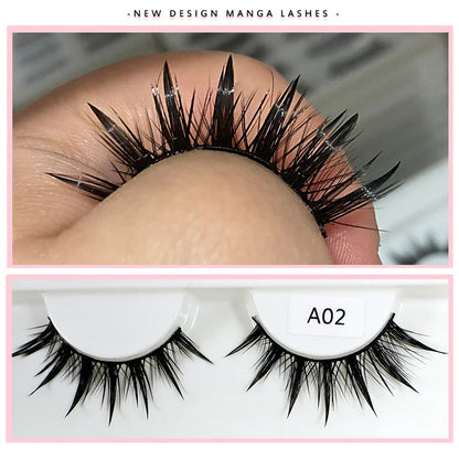 RED SIREN Wet Manga Lashes – Long, Thick Natural Fake Eyelashes for Korean Makeup Fashion