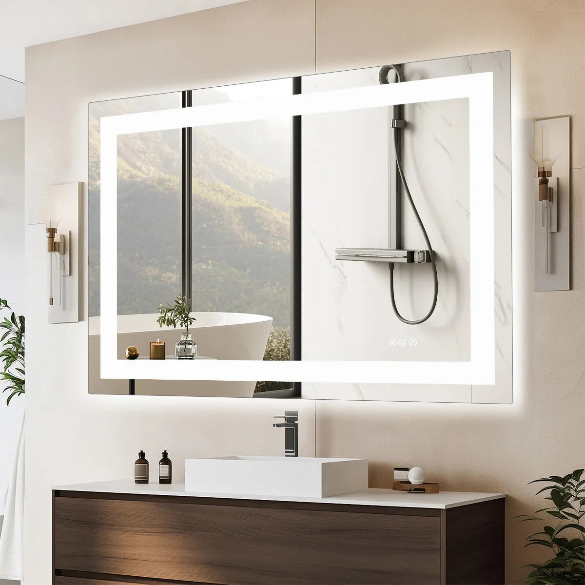36"x24" LED Bathroom Vanity Mirror – Wall-Mounted Tempered Glass with Front & Backlight, Memory Function for Living Room