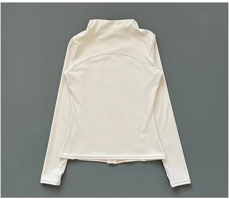 Quick Dry Stand-Up Collar Fitness Jacket for Women – Slim-Fit Zipper Yoga, Running & Cycling Top