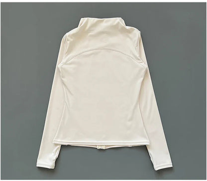 Quick Dry Stand-Up Collar Fitness Jacket for Women – Slim-Fit Zipper Yoga, Running & Cycling Top