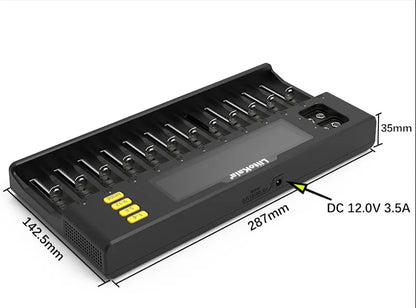 LiitoKala Lii-S8 Lii-S12 CH4 Multi-Function Battery Charger – 18650, 26650, 21700, 26700, AA, AAA Li-ion, NiMH, LiFePO4 Compatible