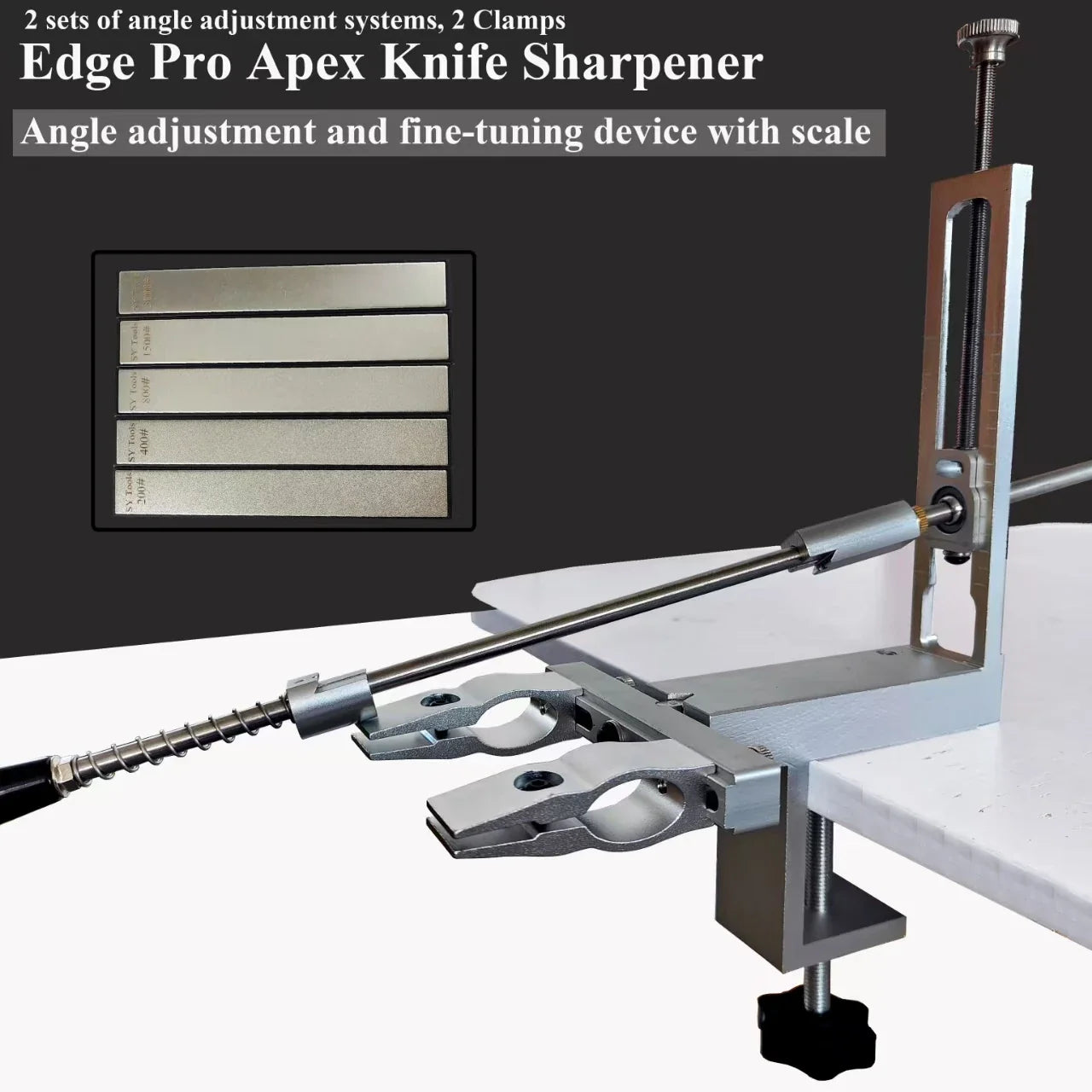 S09 Professional Fixed Angle Knife Sharpener – Apex Knife Sharpening System with Diamond Stones Set for Kitchen Tools