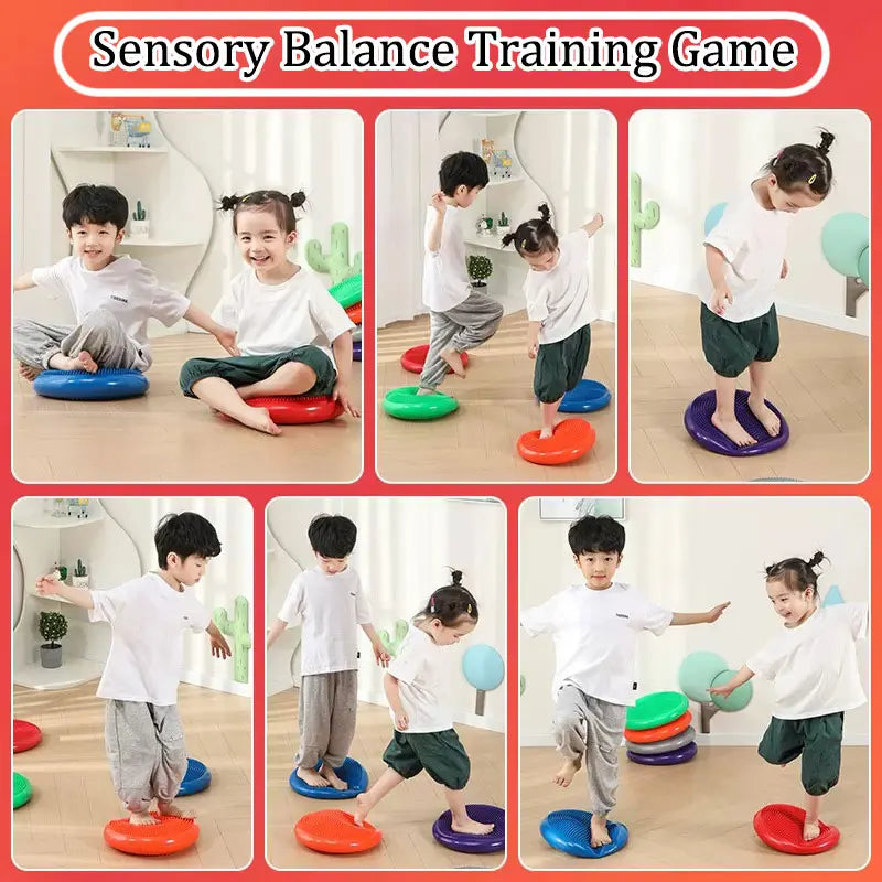Montessori PVC Balance Stone - Inflatable Sensory Cushion for Children, Tactile Sensing & Social Games