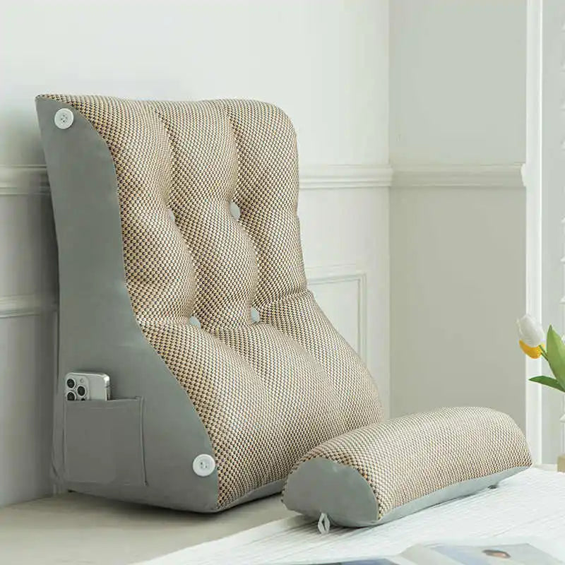 Soft Lumbar Bedside Cushion – Wedge Pillow for Back Support, TV Lounger & Reading, Decorative Bed Pillow