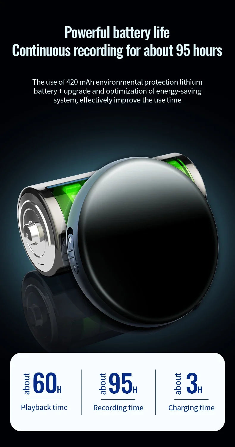 Digital Voice Recorder 64GB – Activated USB Flash Magnet Dictaphone with HD Noise Reduction, 100-Hour Audio & MP3 Player