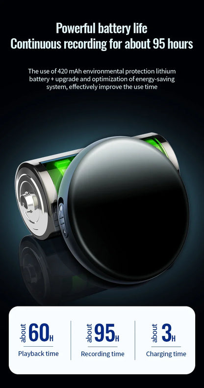 Digital Voice Recorder 64GB – Activated USB Flash Magnet Dictaphone with HD Noise Reduction, 100-Hour Audio & MP3 Player