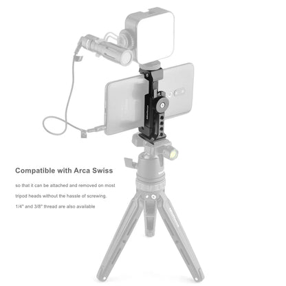 Metal Cell Phone Tripod Mount - Smartphone Holder Adapter with Cold Shoe & Arca Swiss Compatibility for iPhone 13 12 11 Max Pro X XR Xs 6 7 8 Plus
