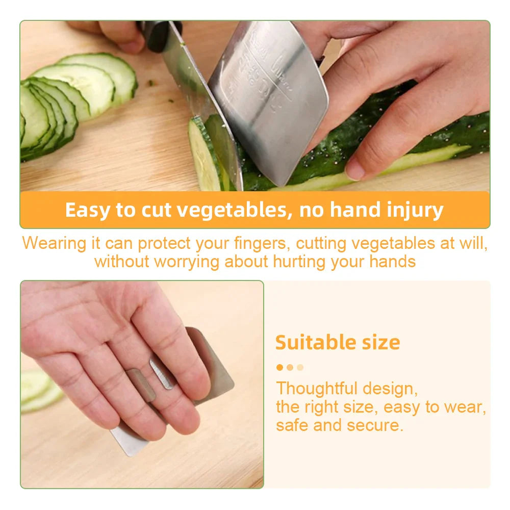 Stainless Steel Finger Protector - Anti-Cut Finger Guard for Safe Vegetable Cutting - Kitchen Gadget Accessory (1/3Pcs)