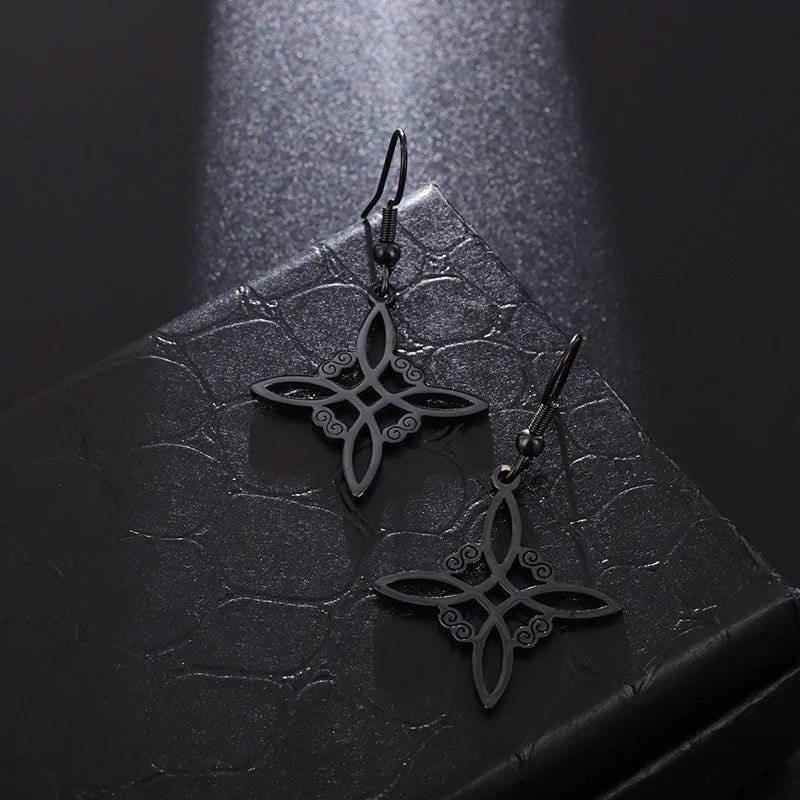 Witch Knot Cuff Bracelet - Stainless Steel Pagan Magic Knot Good Luck Amulet Celtic Knot Jewelry
