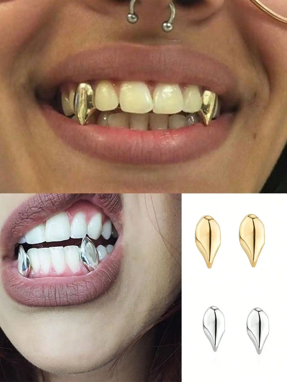 Personalized Vampire Tooth Decoration - Small Pointed Tiger Teeth for Upper & Lower Teeth