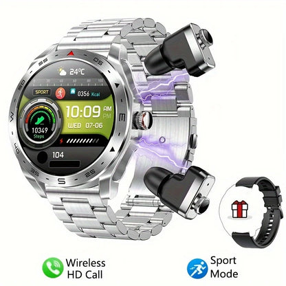 2024 Smart Watch with TWS 2-in-1 Bluetooth Earphones — HIFI 9D Sound & Bluetooth Call for Men & Women Sports Fitness