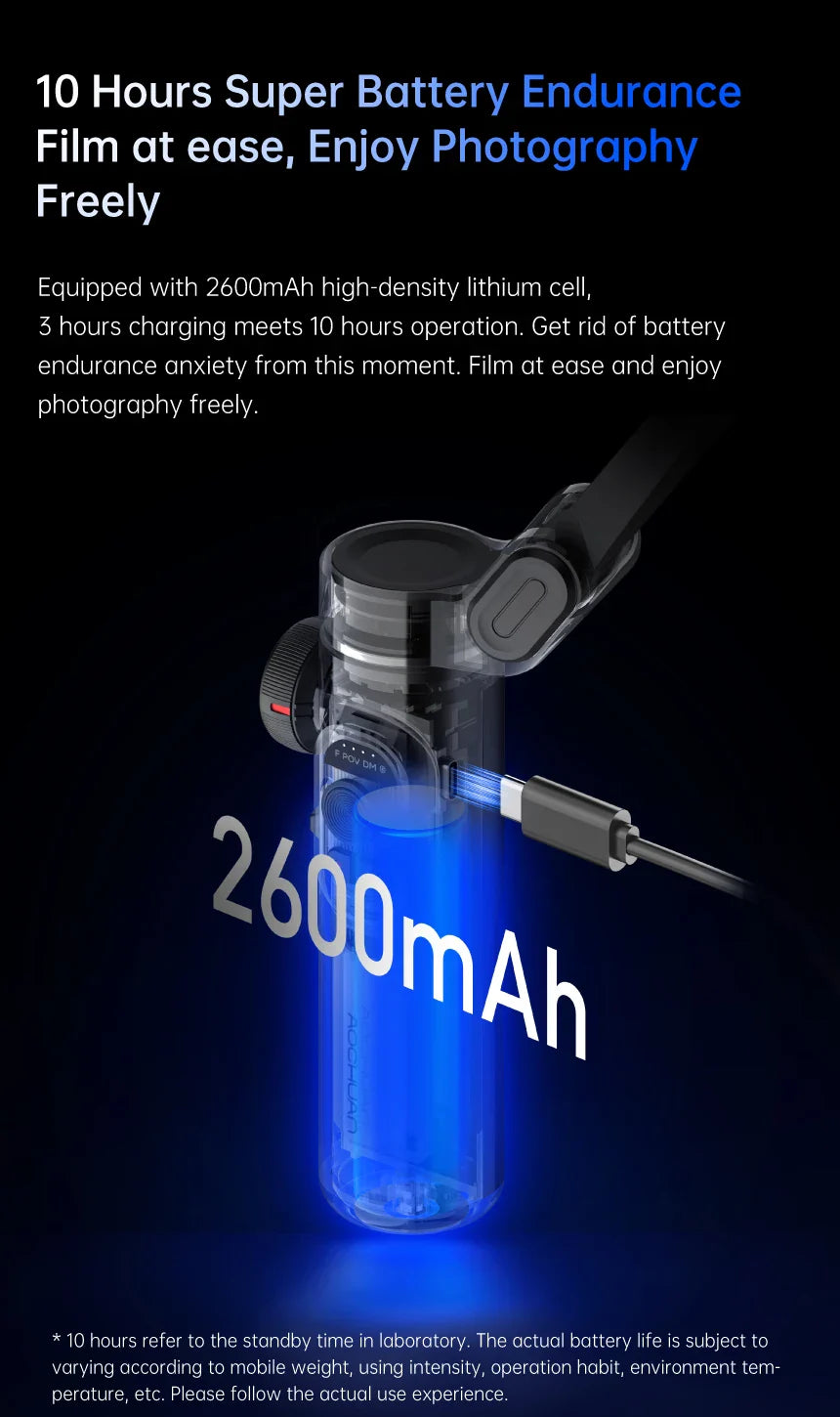 AOCHUAN 3-Axis Handheld Gimbal Stabilizer – Smartphone Stabilizer with Fill Light, Face Tracking for iPhone & Android, Tiktok & Vlog Smart XE